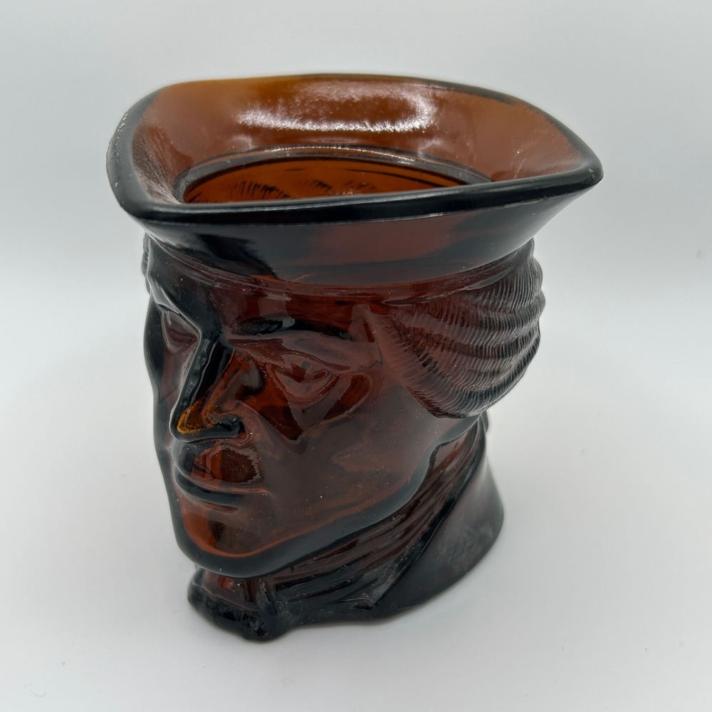 Vintage Avon Amber Glass Patriot Colonial Bust Bottle Base ONLY No Stopper 1970s